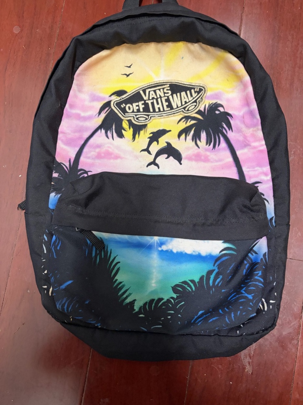 Vans Off The Wall Sunset Dolphin Print Backpack - Black Multi